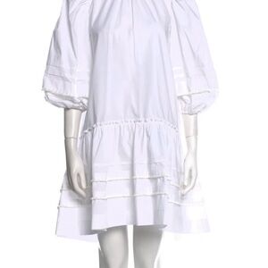 Pearl by Lela Rose White Cotton Poplin Flounce Hem Dress S